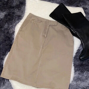 Vintage Talbots  khaki Lycra midi skirt Sz 8